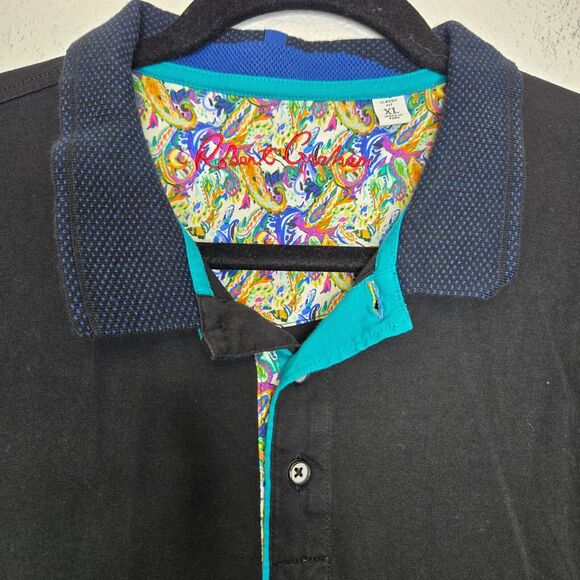 Robert Graham Mens Polo Shirt XL Black Classic Fit Knowledge Wisdom Truth Preppy - Picture 5 of 9